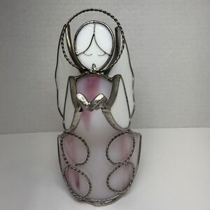 Stain Glass Holiday Singing Angel With Song Book Votive Tealight Candle Holder